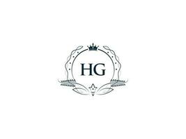 Feminine Crown Hg King Logo, Initial Hg gh Logo Letter Vector Art