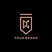 CC monogram initial with shield logo design icon vector