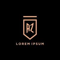 AZ monogram initial with shield logo design icon vector