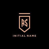 AS monogram initial with shield logo design icon vector