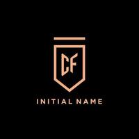 CF monogram initial with shield logo design icon vector