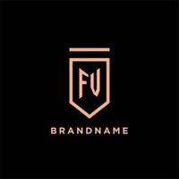 FV monogram initial with shield logo design icon vector