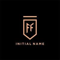 FF monogram initial with shield logo design icon vector