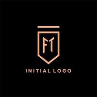 FT monogram initial with shield logo design icon vector