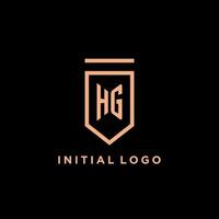 HG monogram initial with shield logo design icon vector