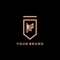 MP monogram initial with shield logo design icon vector