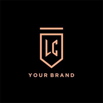 LC monogram initial with shield logo design icon vector
