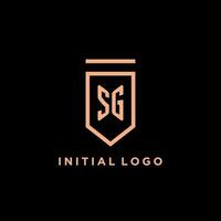 SG monogram initial with shield logo design icon vector