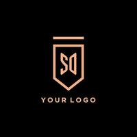 SO monogram initial with shield logo design icon vector