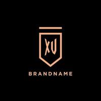 XV monogram initial with shield logo design icon vector