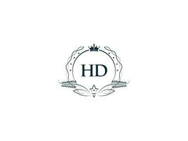 femenino corona hd Rey logo, inicial hd dh logo letra vector Arte