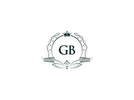 Minimal Letter Gb Logo Crown Icon, Premium Luxury Gb bg Feminine Letter Logo Icon vector