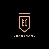 EI monogram initial with shield logo design icon vector