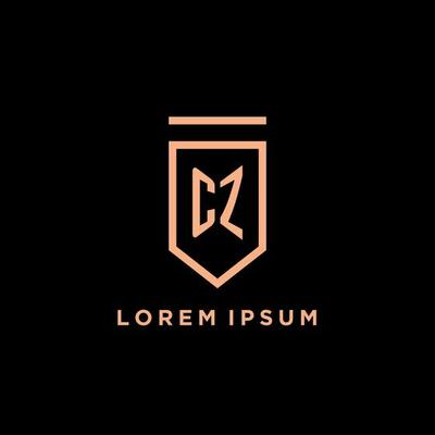 CZ monogram initial with shield logo design icon