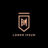 BM monogram initial with shield logo design icon vector