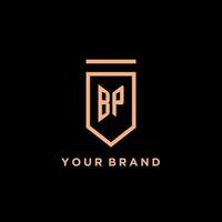 BP monogram initial with shield logo design icon vector