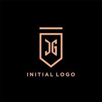 JG monogram initial with shield logo design icon vector