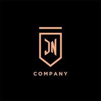 JN monogram initial with shield logo design icon vector