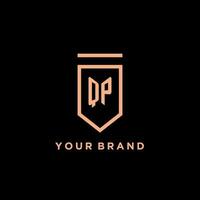 QP monogram initial with shield logo design icon vector