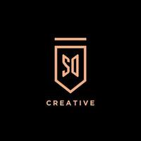 SD monogram initial with shield logo design icon vector