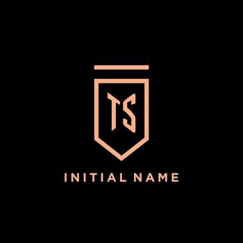 TS monogram initial with shield logo design icon vector