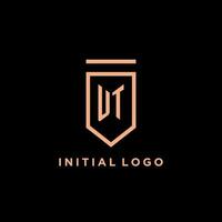 UT monogram initial with shield logo design icon vector