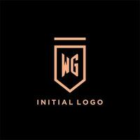 WG monogram initial with shield logo design icon vector