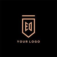 EO monogram initial with shield logo design icon vector