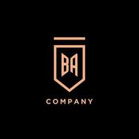 BA monogram initial with shield logo design icon vector