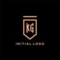 KG monogram initial with shield logo design icon vector