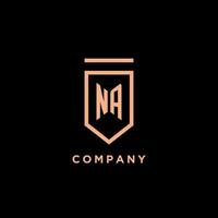 NA monogram initial with shield logo design icon vector