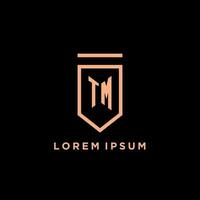 TM monogram initial with shield logo design icon vector