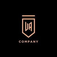 UA monogram initial with shield logo design icon vector