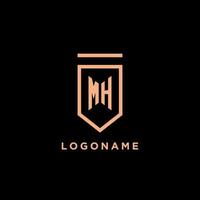 MH monogram initial with shield logo design icon vector