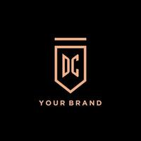 DC monogram initial with shield logo design icon vector