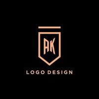 AK monogram initial with shield logo design icon vector