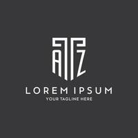 AZ monogram initial name with shield shape icon design vector