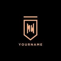 MW monogram initial with shield logo design icon vector