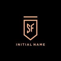 SF monogram initial with shield logo design icon vector