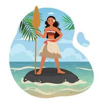 Polynesian Girl in The Beach vector