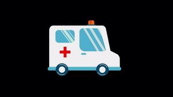 Transparent Ambulance loop animation for explainer video. Ambulance concept in flat cartoon style video