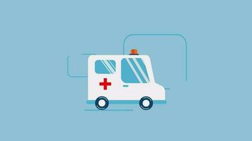 ambulancia lazo animación para explicador video. ambulancia concepto en plano dibujos animados estilo video