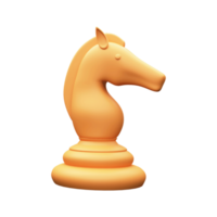 dourado xadrez peça do 3d render cavaleiro cavalo. png