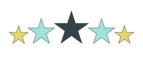 Five star rating flat line color isolated vector icon. Bewertung sterne. Review stars 5. Editable clip art element on white background. Simple outline cartoon spot illustration for web design