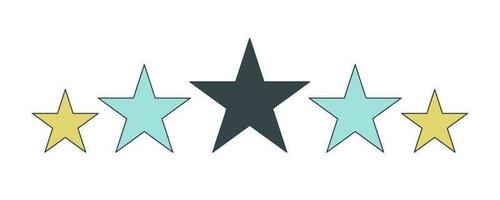 Five star rating flat line color isolated vector icon. Bewertung sterne. Review stars 5. Editable clip art element on white background. Simple outline cartoon spot illustration for web design