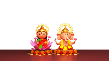3d representación de señor ganesha y lakshmi. png