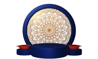 3d rendre de illuminé pétrole lampe avec vide podium. png