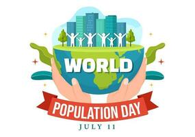 World Population Day Vector Illustration on 11th July To Raise Awareness Of Global Populations Problems in Flat Cartoon Hand Drawn Templates