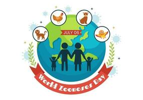 World Zoonoses Day Vector Illustration on 6 July with Various Animals which is in the Forest in Flat Cartoon Hand Drawn Landing Page Templates