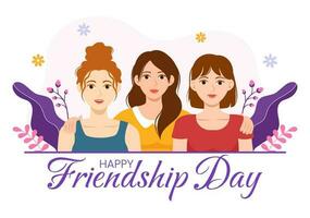 Happy Friendship Day Vector Illustration with Young Boys and Girls Togetherness in Flat Cartoon Hand Drawn Landing Page Background Templates